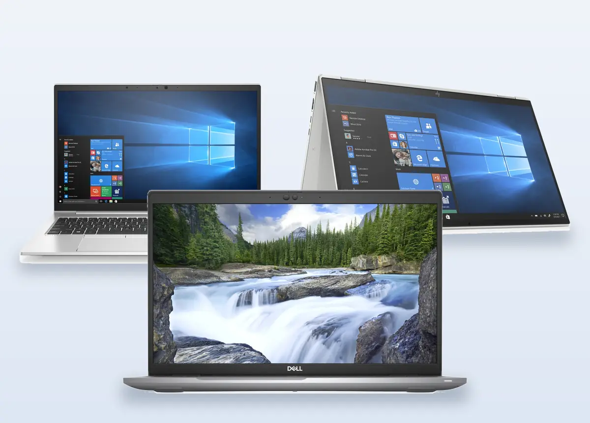 Laptops uit ons assortiment: Dell Latitude, HP EliteBook en HP EliteBook x360