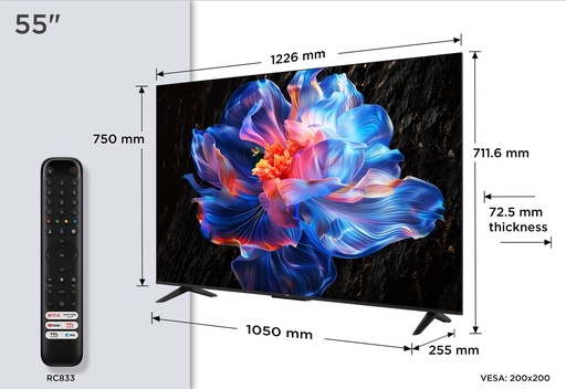 [55P6K] TCL 55P6K 55" | 4K UHD Smart TV | Google TV | HDR10 | Zwart