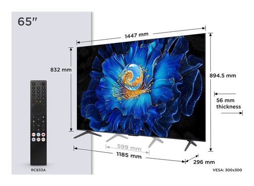 [65C6KS] TCL 65C6KS | 65" 4K Ultra HD QD-Mini LED Smart TV | Google TV | Dolby Vision IQ | 60Hz (2025)
