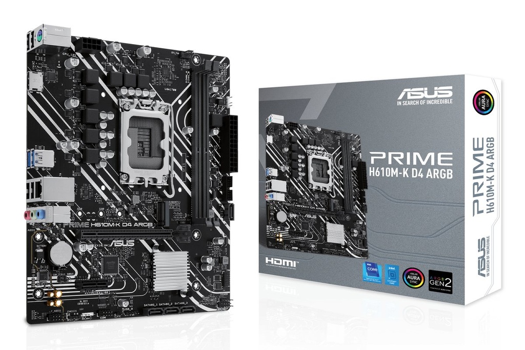 ASUS PRIME H610M-K D4 ARGB | Socket LGA 1700 | Intel H610 | 2xDDR4 | Micro-ATX | Moederbord