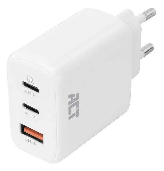 ACT AC2170 USB-C/USB-A Lader | 3-Poorts met PPS, QuickCharge & GaNFast | 65W