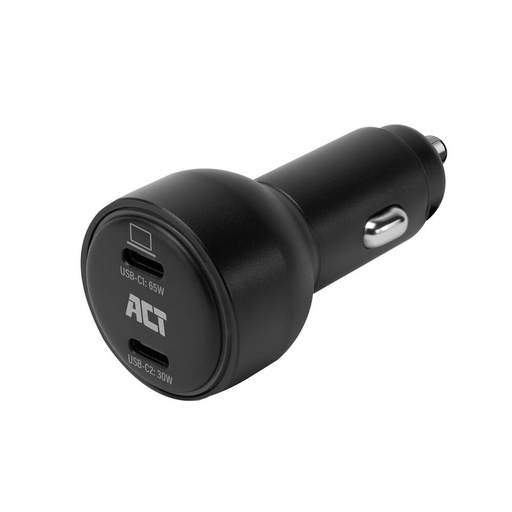 [AC2210] ACT AC2210 | 2 Poorts USB-C Autolader 95W | Power Delivery PPS & Quick Charge 5 | GaNFast