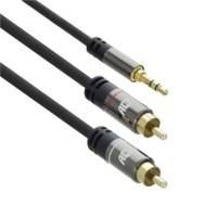 ACT AC3605 | 3.5mm naar 2x RCA Audiokabel | 1,5 Meter | Stereo | Zwart