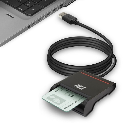 [AC6015] ACT AC6015 USB Smartcard eID Kaartlezer – Zwart | USB 2.0 | Geschikt voor Windows & macOS