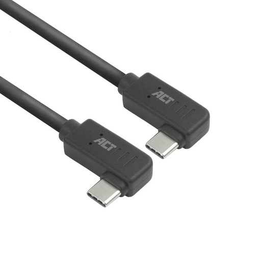 [AC7488] ACT AC7488 | USB 3.2 Gen 2 Kabel | USB-C (haaks links/rechts) naar USB-C (haaks links/rechts) | 60W | 10Gbps | 2m | Zwart