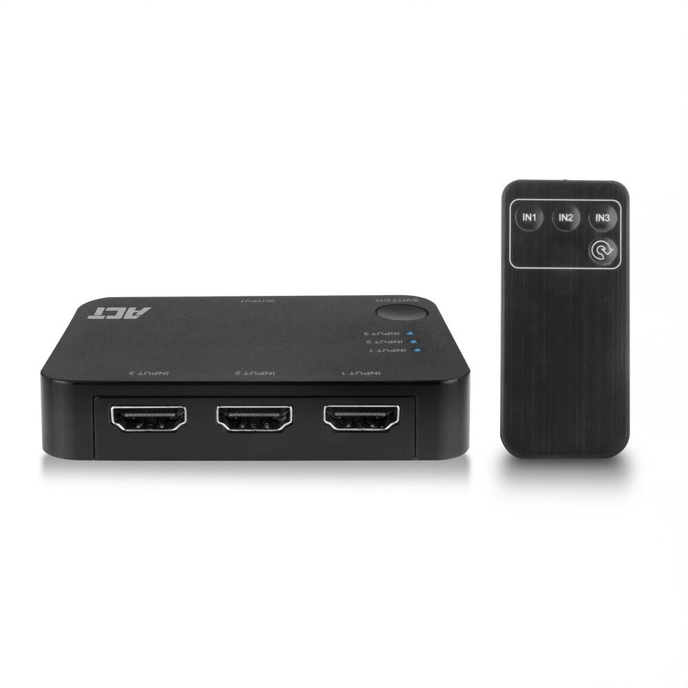 ACT AC7845 HDMI Switch | 3 Ingangen | 1 Uitgang | 4K @ 30Hz | Inclusief Afstandsbediening