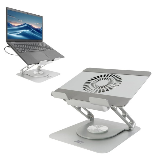 [AC8106] ACT AC8106 | 360° Draaibare Laptopstandaard | Met Ventilator | Traploos Verstelbaar