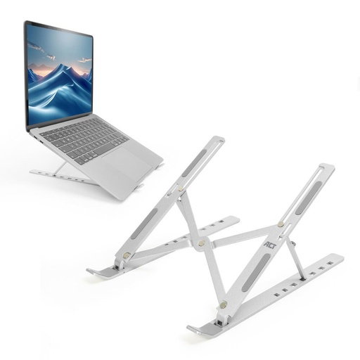 [AC8121] ACT AC8121 | Inklapbare Laptopstandaard tot 15,6" | 7 Verstelbare Standen | Metaal | Inclusief Reistas