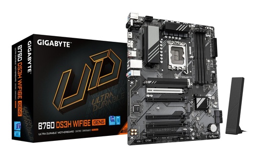 [B760-DS3H-WF6E-GEN5] GIGABYTE B760 DS3H WIFI6E GEN5 | Intel B760 Express | LGA 1700 | ATX | DDR5 | PCIe 5.0 | WiFi 6E | 2.5GbE LAN | Moederbord
