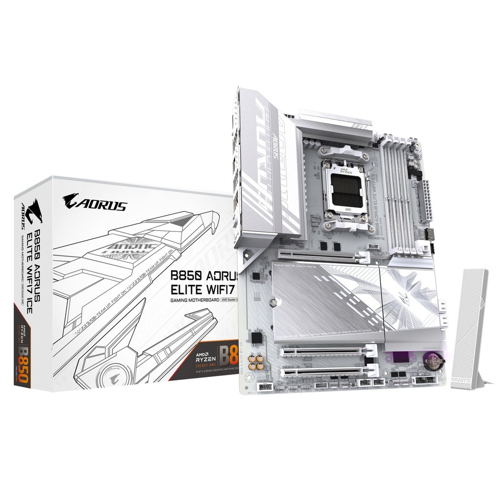 Gigabyte B850 AORUS ELITE WIFI7 ICE | Socket AM5 | AMD B850 | 4xDDR5 | ATX | Moederbord