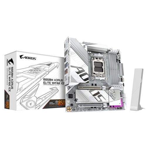 [B850M-A-ELT-WF6E-ICE] Gigabyte B850M AORUS ELITE WIFI6E ICE | Socket AM5 | AMD B850 | 4xDDR5 | Micro ATX | Moederbord