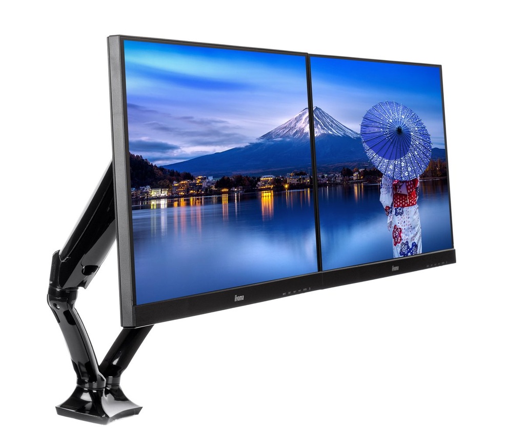 iiyama DS3002C-B1 | Verstelbare Monitor-bureaubeugel | Tot 27" | Max 5kg | VESA 100x100 | 2 Monitoren