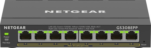 [GS308EPP-100PES] NETGEAR GS308EPP | 8-Poorts Gigabit Ethernet Switch | High-Power PoE+ | Zwart