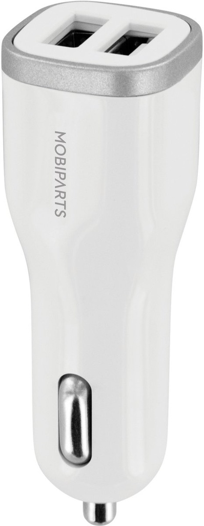 Mobiparts Car Charger | Dual USB-A Autolader 12W / 2.4A | Wit