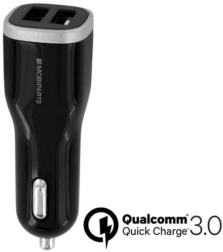 [MP-39084] Mobiparts Quick Charge Car Charger | Dual USB | 18W & 5A | Black