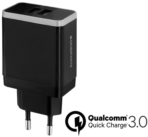 [MP-39085] Mobiparts Quick Charge Wall Charger | Dual USB-A Oplader 26W / 4.6A | Zwart