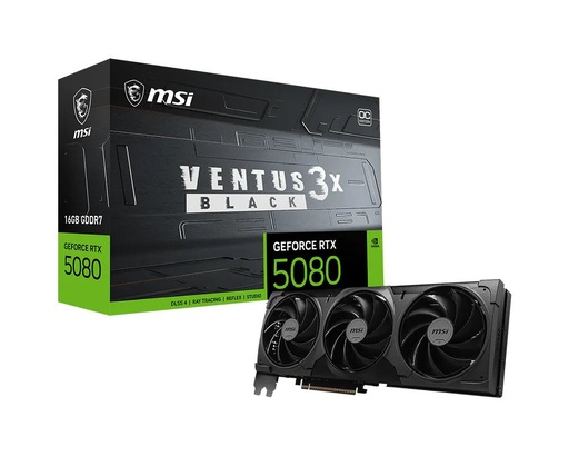 [V531-664R] MSI GeForce RTX 5080 VENTUS 3X OC BLACK | 16GB GDDR7 | 4K Gaming & AI | Videokaart
