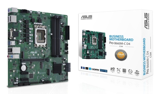 [90MB19B0-M1EAYC] ASUS PRO B660M-C D4-CSM | Socket LGA 1700 | Intel B660 | 4xDDR4 | Micro-ATX | Moederbord