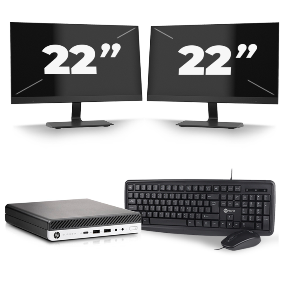 Desktop Werkplek Dual — HP Mini PC + Dell 27" 4K Monitor + Dock