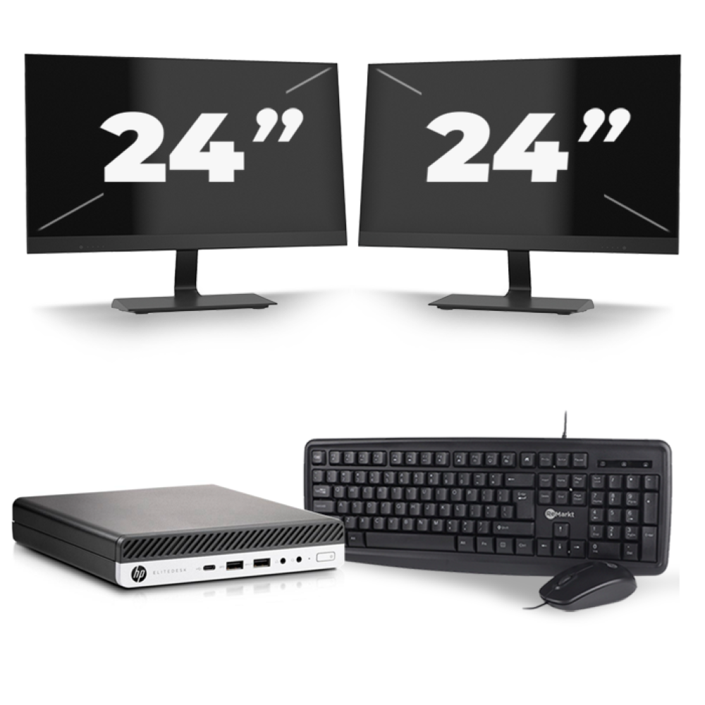 Laptop Werkplek Compact — Laptop + 22" Monitor + Docking Station