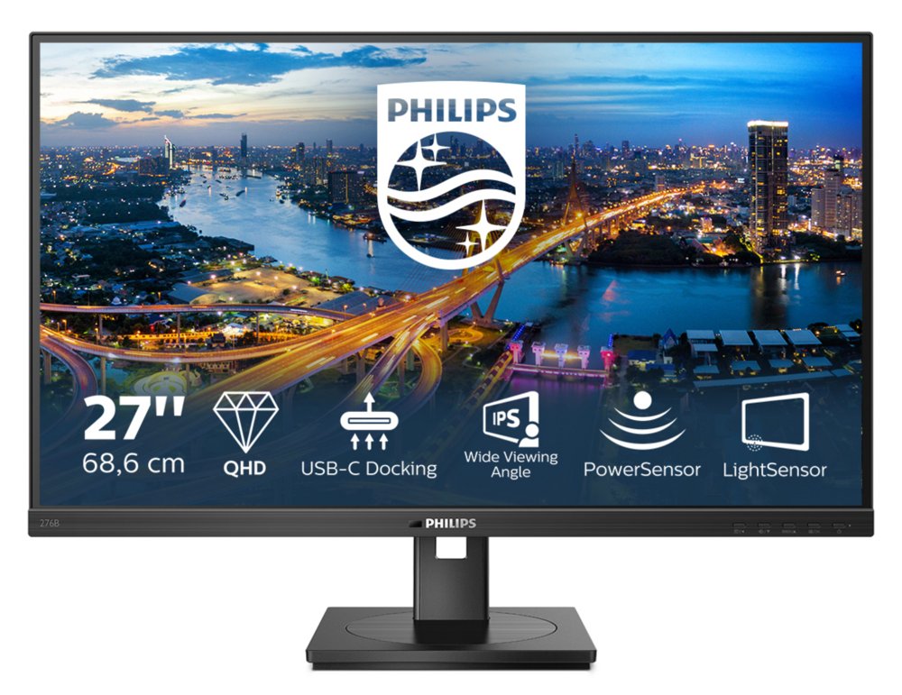 Philips 276B1/00 27″ | 2560×1440 IPS | USB-C | USB-Hub | 75Hz | 350cd/m² | 1000:1 Contrast | 178° Kijkhoek | Monitor