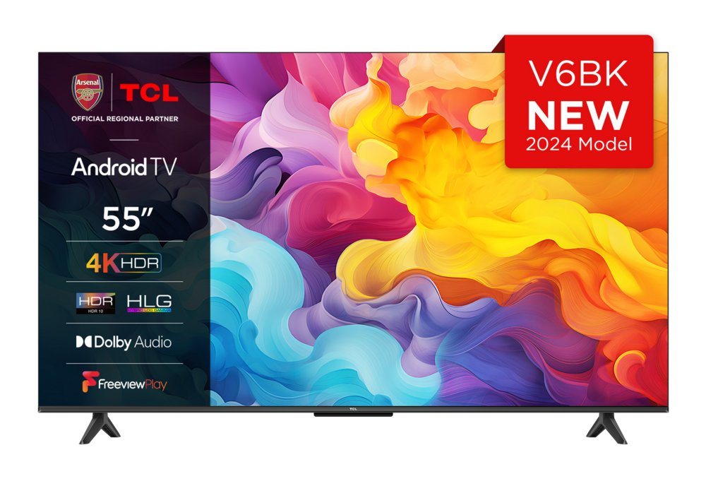 TCL 55V6B 55″ | Ultra HD 4K LED Smart TV | Google TV + Wifi | HDR10 voor Levendige Beelden | Slank Design | 50Hz