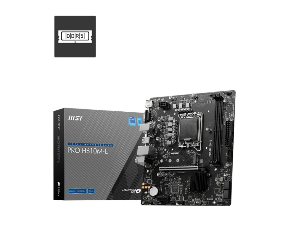 MSI PRO H610M-E | Socket LGA 1700 | Intel H610 | 2xDDR5 | Micro-ATX | Moederbord
