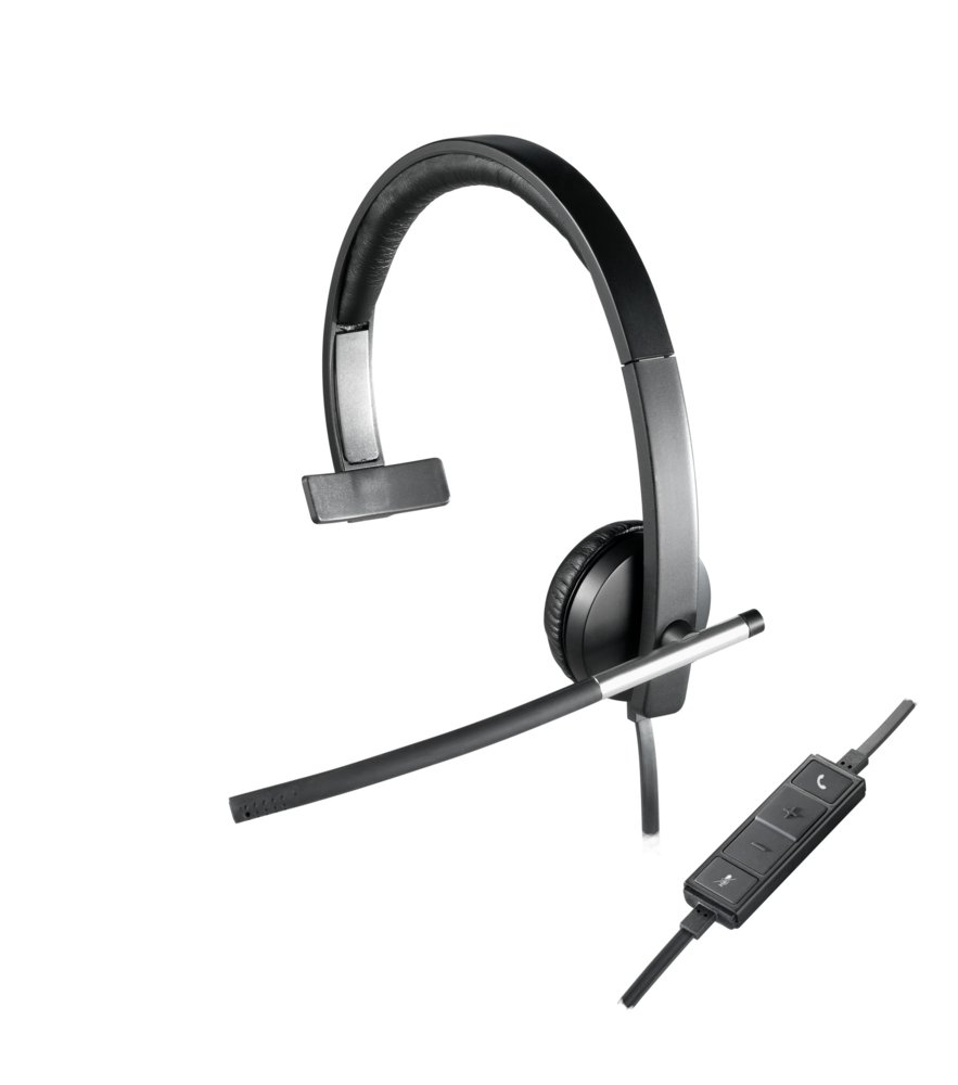 Logitech H650e | Bedrade On-ear Mono Headset | USB-A | Zwart/Zilver