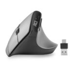 ACT AC5155 | Ergonomische Draadloze Muis | RF-Draadloos + Bluetooth | USB-A en USB-C Receiver | 2400 DPI | Zilver/Zwart