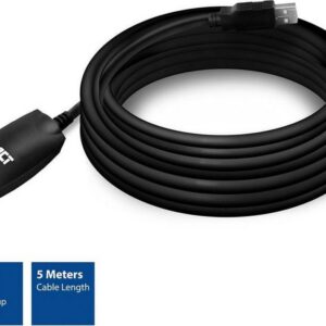 ACT AC6005 | USB 2.0 Signaalversterker | USB-A naar USB-A | 5m | Zwart