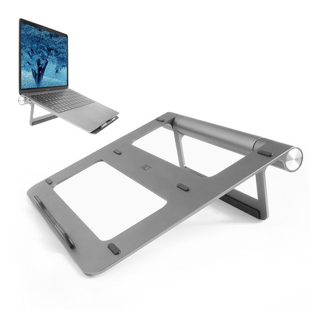 ACT AC8125 | Notebookstandaard 15.6″ | Ingebouwde USB-C Docking Station | Grijs