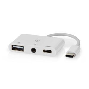 Nedis CCGB64790WT01 | Laptop Dock & Poortreplicator USB 2.0 Type-C | 1× USB-A + 1× USB-C + 3,5 mm audio | 480 Mbps | Wit