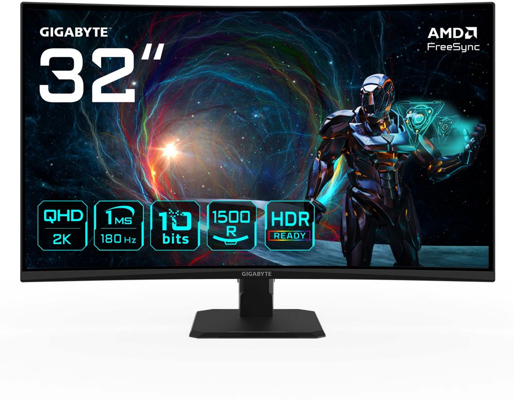 Gigabyte GS32QCA | 31,5″ | Quad HD | 180 Hz | 1 ms | 2x HDMI | DisplayPort | Gaming Monitor