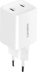 Mobiparts GaN Wall Charger | Dual USB-C Oplader 35W | Wit