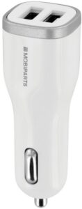 Mobiparts Car Charger | Dual USB-A Autolader 12W / 2.4A | Wit