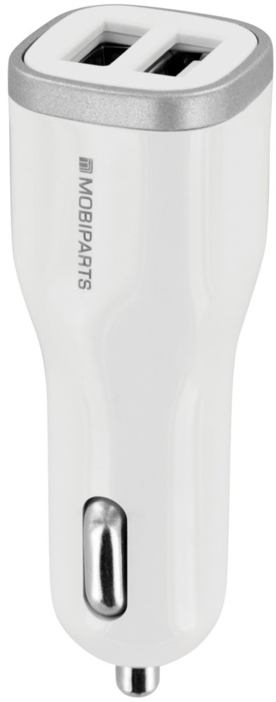 Mobiparts Car Charger | Dual USB-A Autolader 12W / 2.4A | Wit