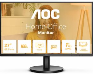 AOC Q27B3CF2 | 27" | 2560x1440 Quad HD IPS | 100Hz | 1ms MPRT | Ingebouwde Speakers | USB-C 65W Power Delivery