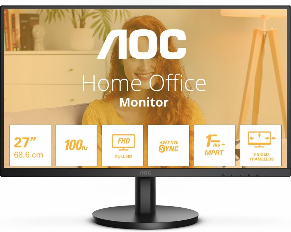 AOC Q27B3CF2 | 27″ | 2560×1440 Quad HD IPS | 100Hz | 1ms MPRT | Ingebouwde Speakers | USB-C 65W Power Delivery