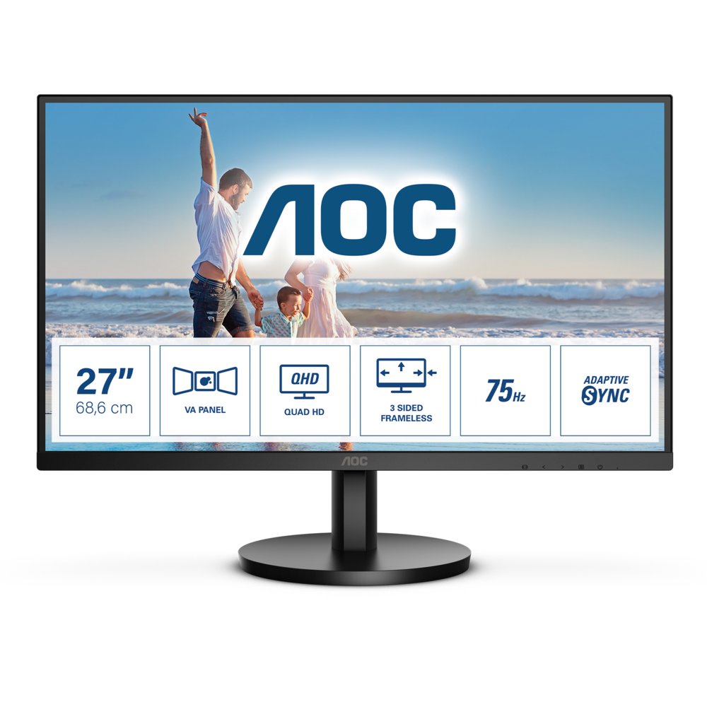 AOC Q27B3MA 27″ | 2560 x 1440 QHD VA | 75Hz | 1ms | Ultra Slim Bezel | Monitor